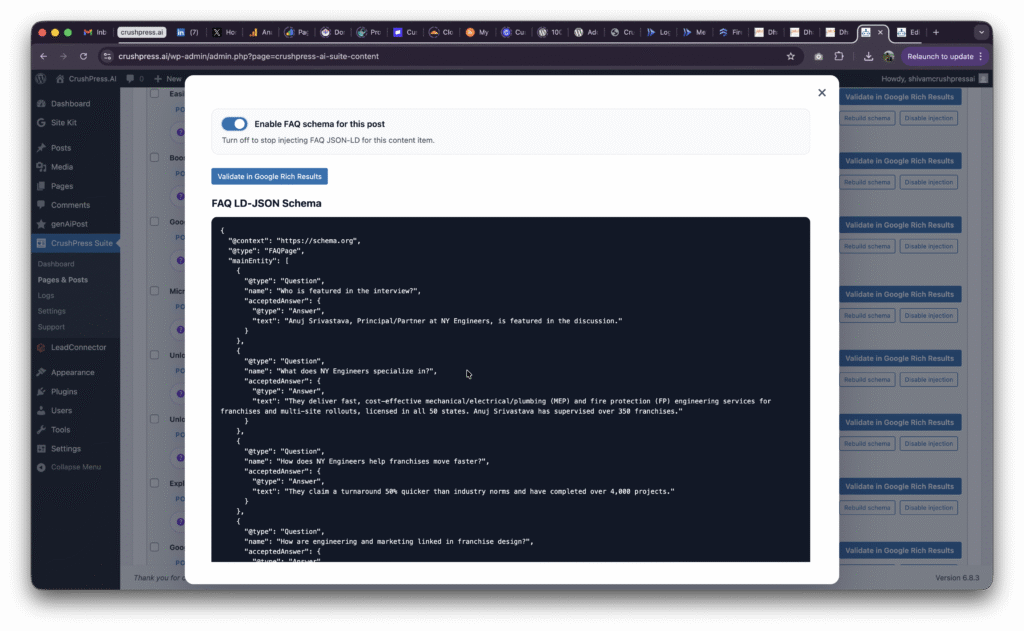 crushpress.ai wordpress plugin faq schema LD-JSON JSON-LD schema example