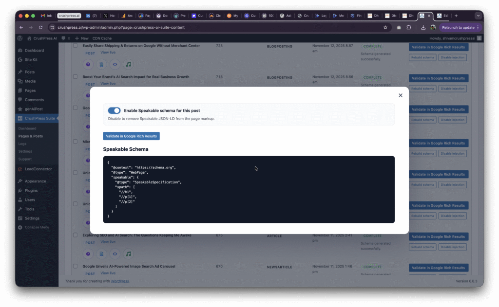 crushpress.ai wordpress plugin speakable schema LD-JSON JSON-LD siri alexa google voice