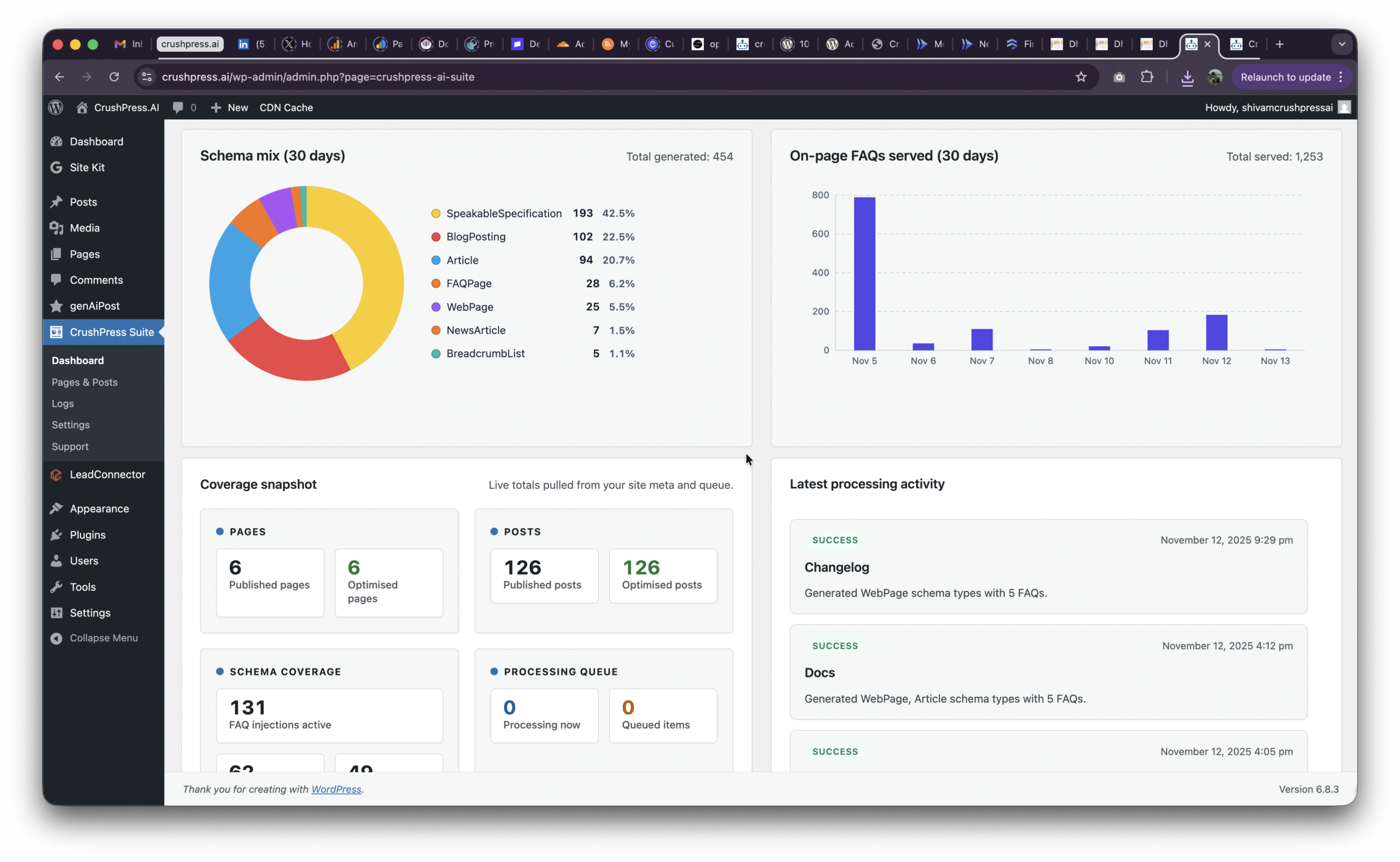 crushpress.ai - dashboard screenshot