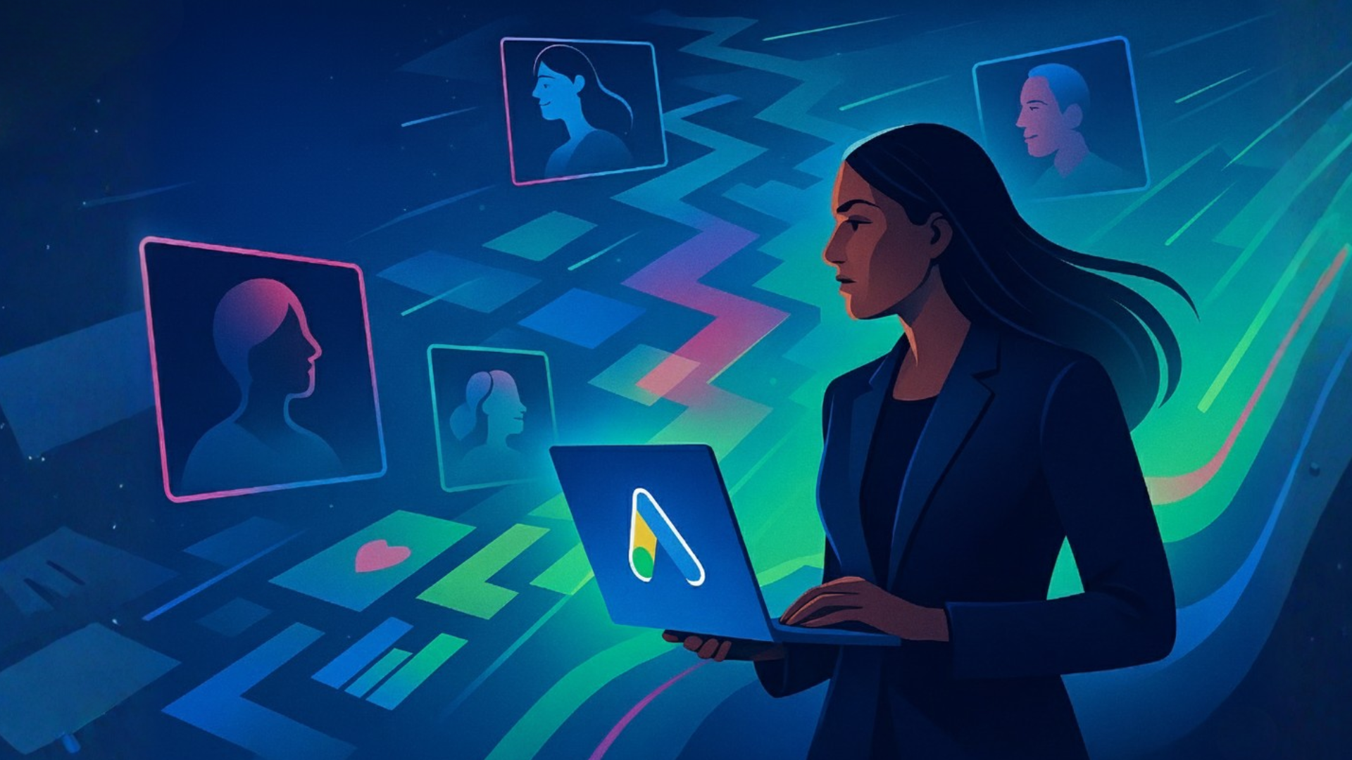 ```json
{
"alt": "Illustration of a woman using a laptop with digital profiles and graphs in the background.",
"caption": "Navigating the digital world: A focused woman explores online connections and data through her laptop amid a vibrant, tech-inspired backdrop.",
"description": "This illustration features a woman immersed in her laptop as digital profiles and colorful graphs surround her. The scene conveys a sense of connectivity and exploration in a digital landscape. The blending of technology themes and vibrant colors highlights the dynamic nature of online interactions and data analysis, making it ideal for topics related to technology, digital networking, and information systems."
}
```