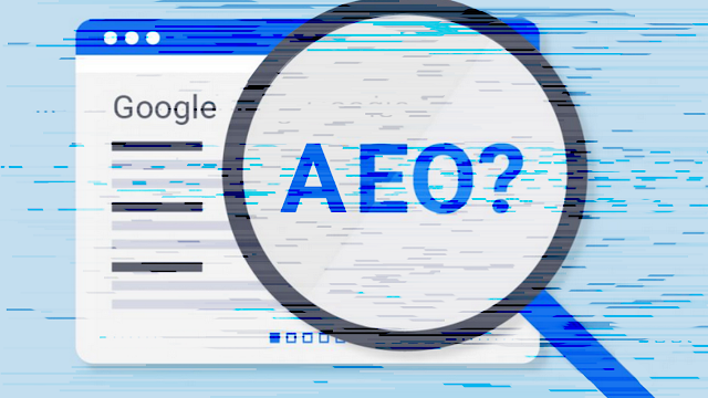 ```json
{
  "alt": "Magnifying glass over Google search page with 'AEO?' highlighted.",
  "caption": "Exploring the concept of AEO in the digital age: Is it the future of online search?",
  "description": "An illustration showing a magnifying glass over a Google search results page with 'AEO?' prominently displayed. This image symbolizes the exploration of Answer Engine Optimization (AEO), pointing to the evolving practices in digital search optimization. The digital glitches add a modern, tech-oriented feel, highlighting the fast-paced changes in SEO strategies."
}
```