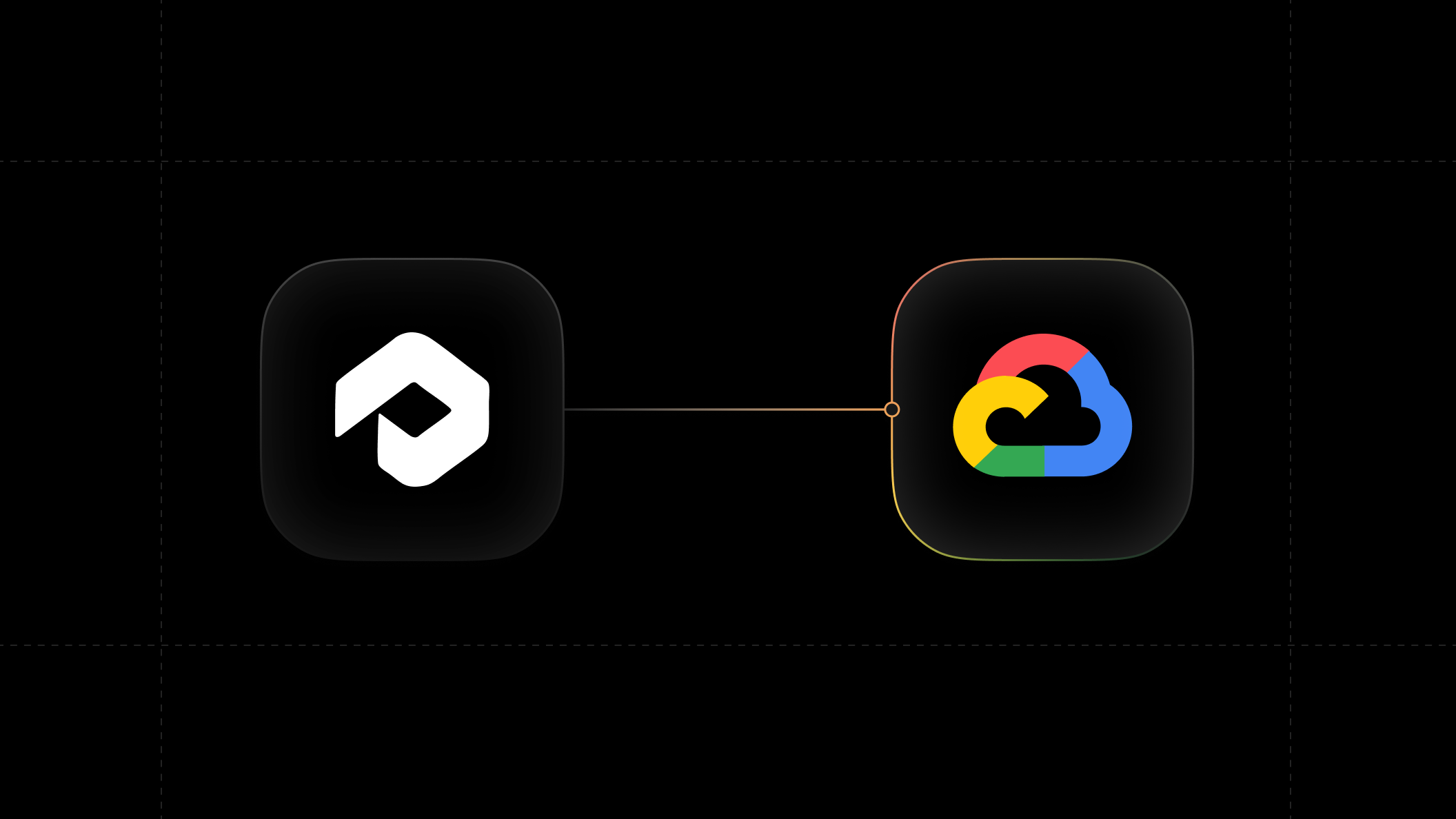 ```json
{
  "alt": "Two connected app icons with a black background.",
  "caption": "A visual connection between two applications, highlighting seamless integration.",
  "description": "This image features two app icons connected by a thin line against a black background. The design signifies integration and seamless connectivity between the applications. With rounded corners and contrasting colors, the icons stand out, representing modern digital collaboration."
}
```