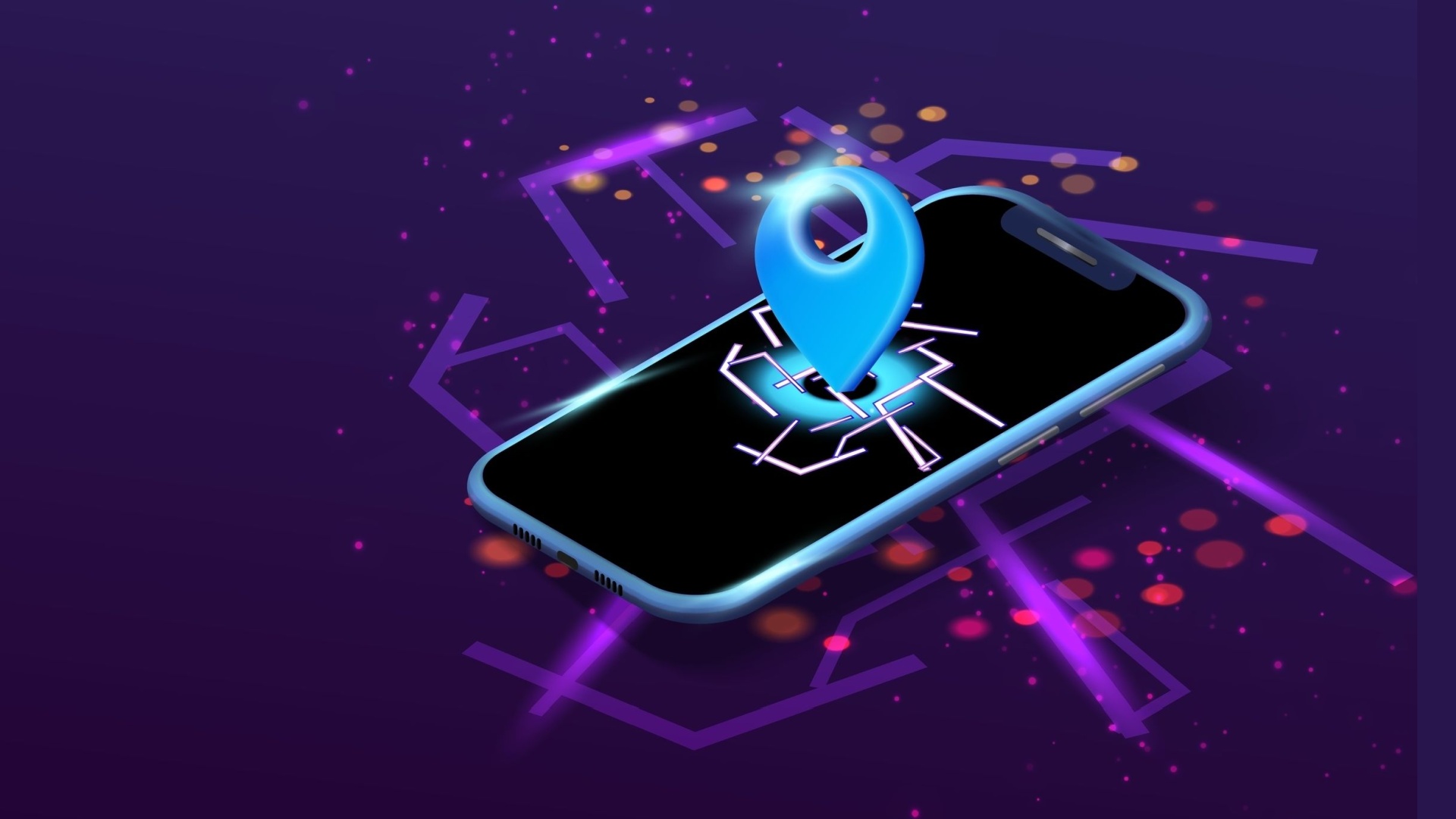 ```json
{
  "alt": "Digital illustration of a smartphone with a glowing blue location pin and digital map on screen, set against a dark purple background.",
  "caption": "Navigate the digital world with ease! This creative illustration highlights modern smartphone mapping technology through a vibrant depiction of a location pin on a digital map.",
  "description": "This image showcases a digital illustration of a smartphone on a dark purple background. A glowing blue location pin sits atop the device's screen, which displays a stylized digital map. The surrounding elements feature abstract lines and dots, symbolizing connectivity and technology. Keywords: smartphone, digital map, location pin, technology, navigation, connectivity."
}
```
