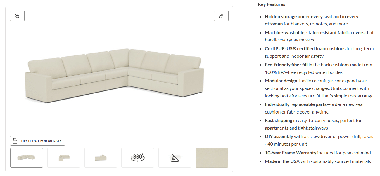 ```json
{
  "alt": "Beige L-shaped sectional sofa with hidden storage, modular design, and eco-friendly materials.",
  "caption": "Discover comfort and versatility with this beige L-shaped sectional sofa, featuring hidden storage and eco-friendly materials, perfect for any modern living space.",
  "description": "This image shows a beige L-shaped sectional sofa with clean lines and contemporary style. It features hidden storage under every seat, machine-washable and stain-resistant covers, and CertiPUR-US certified foam cushions. The modular design allows for easy reconfiguration. This eco-friendly piece uses materials such as BPA-free recycled water bottles for cushion filling and offers fast shipping and easy DIY assembly. Perfect for urban apartments and it comes with a 10-year frame warranty."
}
```