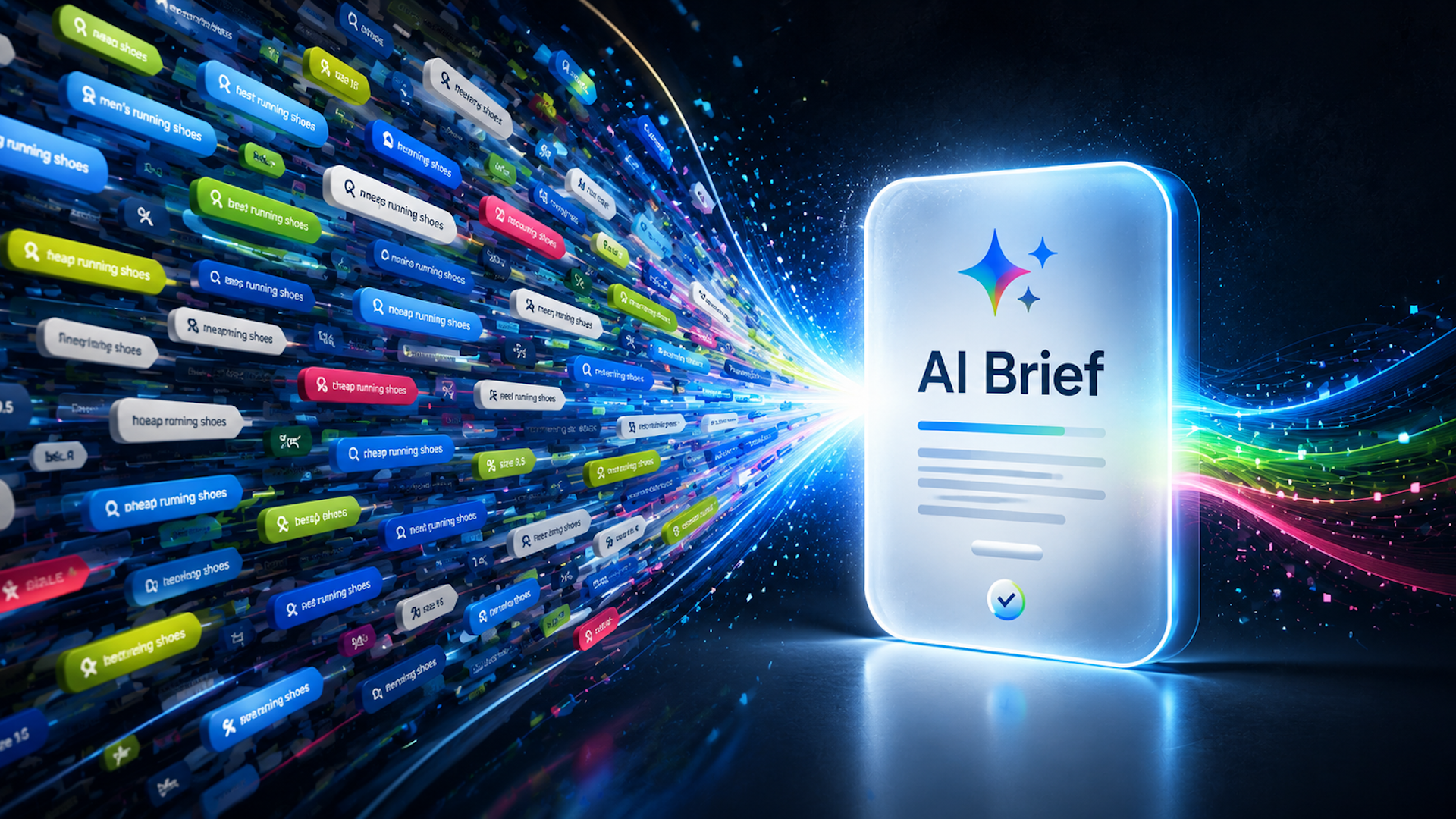 ```json
{
"alt": "Colorful data streams flowing into a glowing AI Brief display.",
"caption": "A vibrant visualization of AI processing a deluge of data, highlighting the dynamic nature of digital transformation.",
"description": "The image depicts colorful data streams flowing into a luminescent AI Brief panel, illustrating the concept of artificial intelligence efficiently processing vast amounts of information. The vibrant colors symbolize a variety of data types being harmonized and analyzed. This digital artwork emphasizes the transformative power of AI in modern technology. Keywords: AI, data processing, digital transformation, artificial intelligence visualization."
}
```