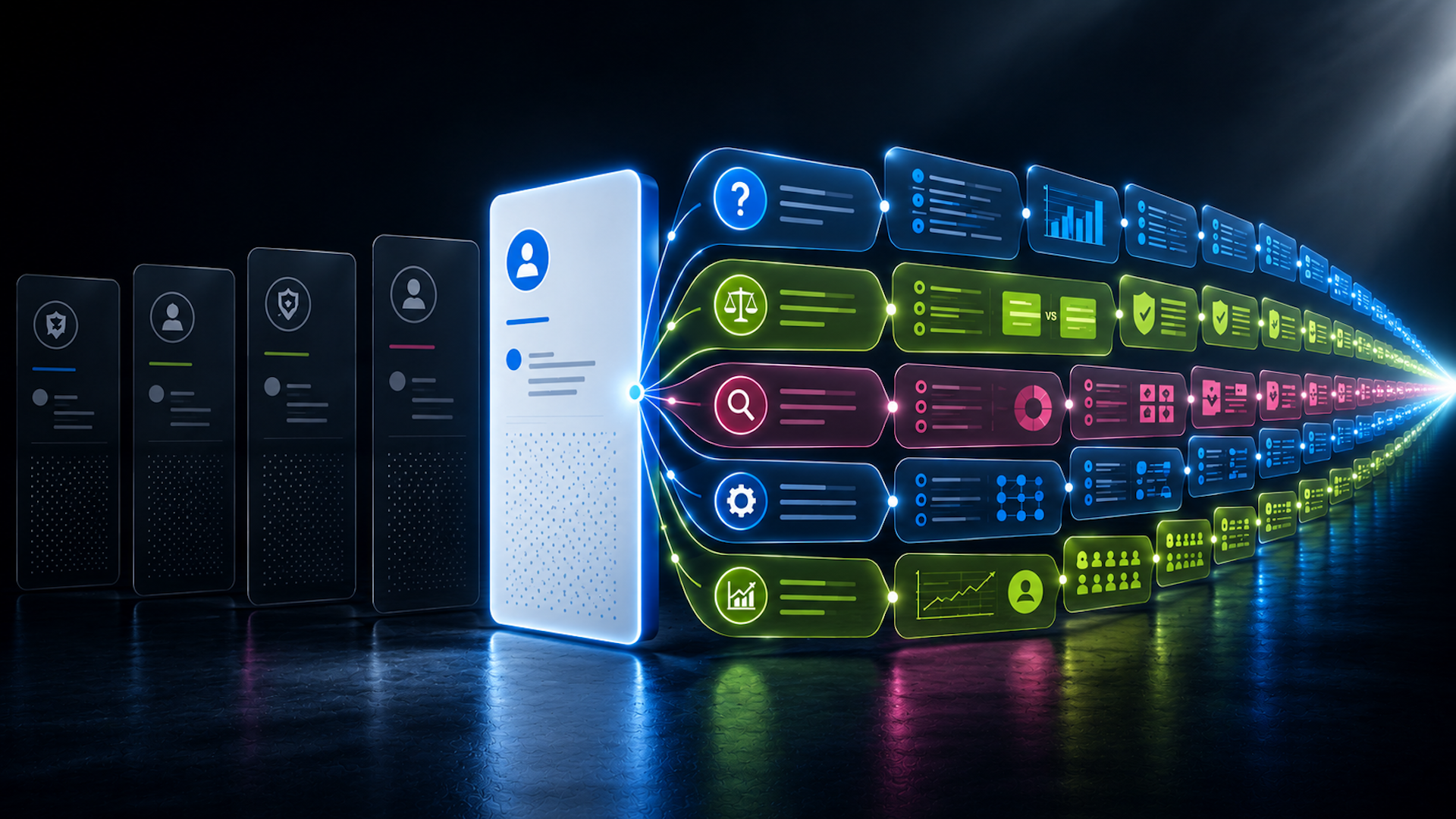 ```json
{
  "alt": "Futuristic digital interface with glowing elements depicting data processing and analysis in a dark environment.",
  "caption": "Explore the future of data processing with this vibrant digital interface, showcasing interconnected elements that illuminate the path of technological innovation.",
  "description": "This image displays a futuristic digital interface featuring glowing elements of different colors representing data processing and analysis. The design patterns reflect interconnected data streams in a dark environment, showcasing technological advances in information technology. Keywords include digital interface, data processing, technology, futuristic, and glowing elements."
}
```