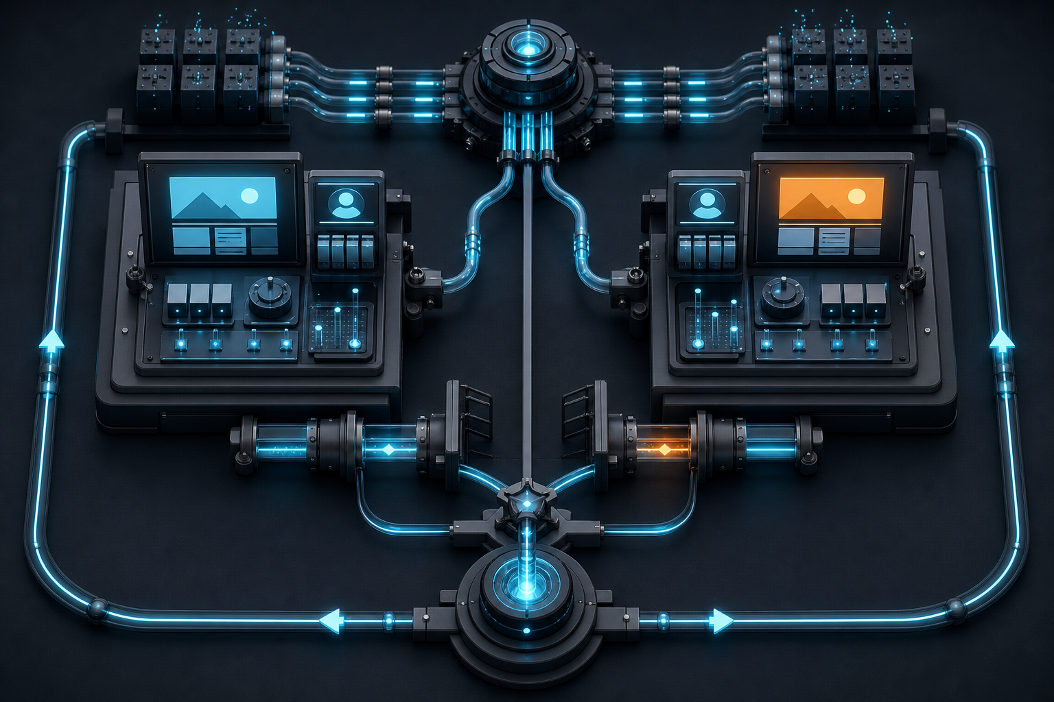 Two matched campaign environments run in parallel with one controlled variation, and their results feed back into an automation engine.