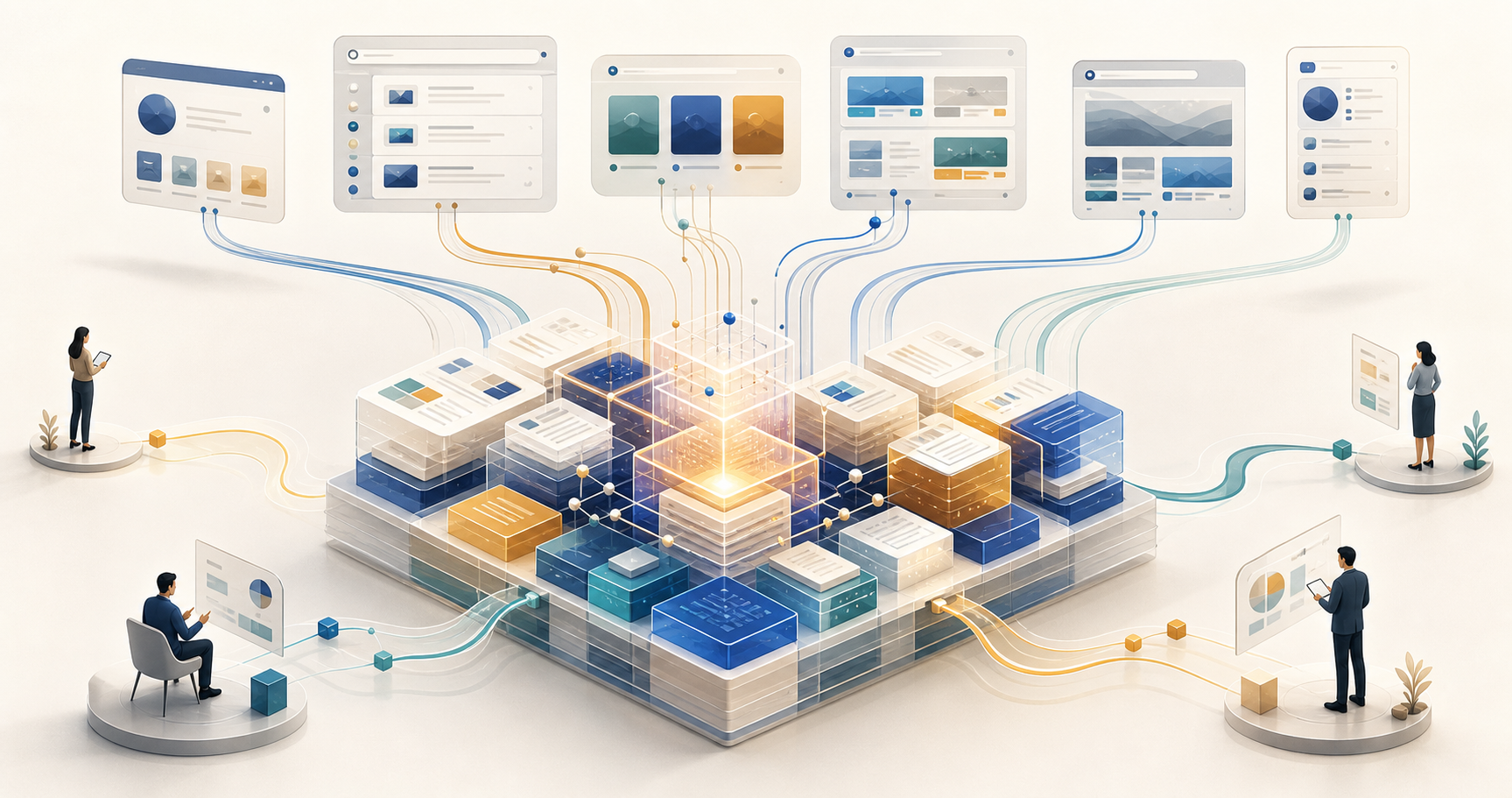 An abstract modular knowledge system supplies several types of search interfaces and guides people toward decisions.