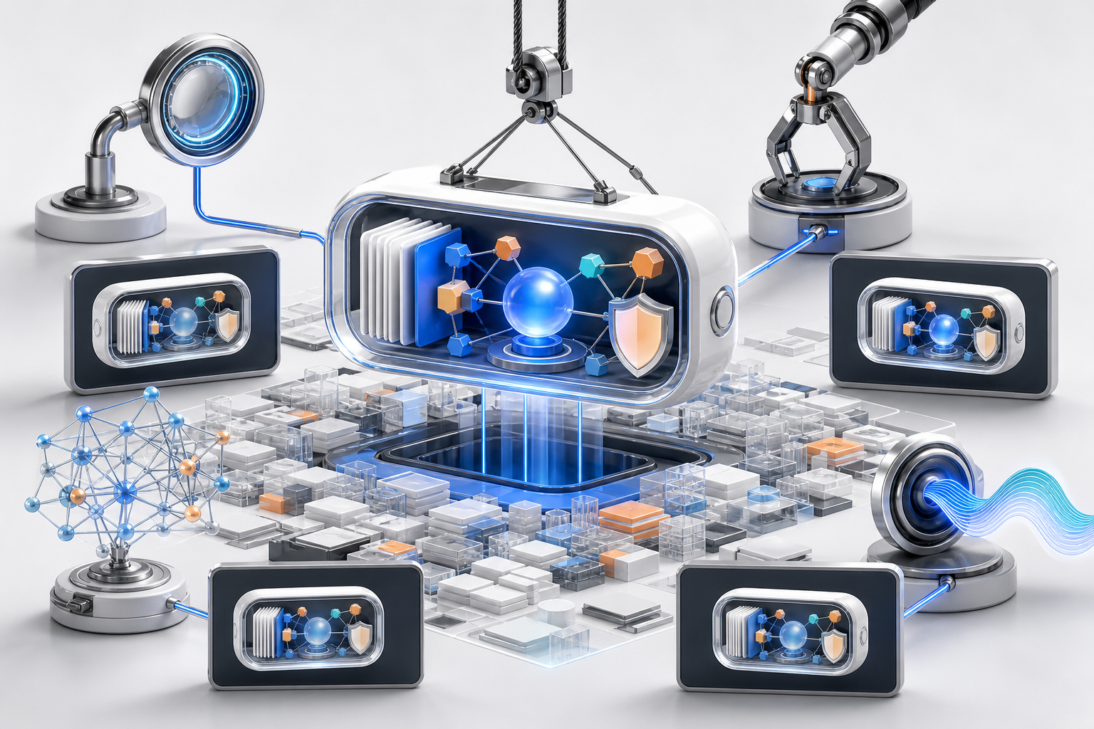 A modular capsule containing linked information is extracted from surrounding content into several different device frames.