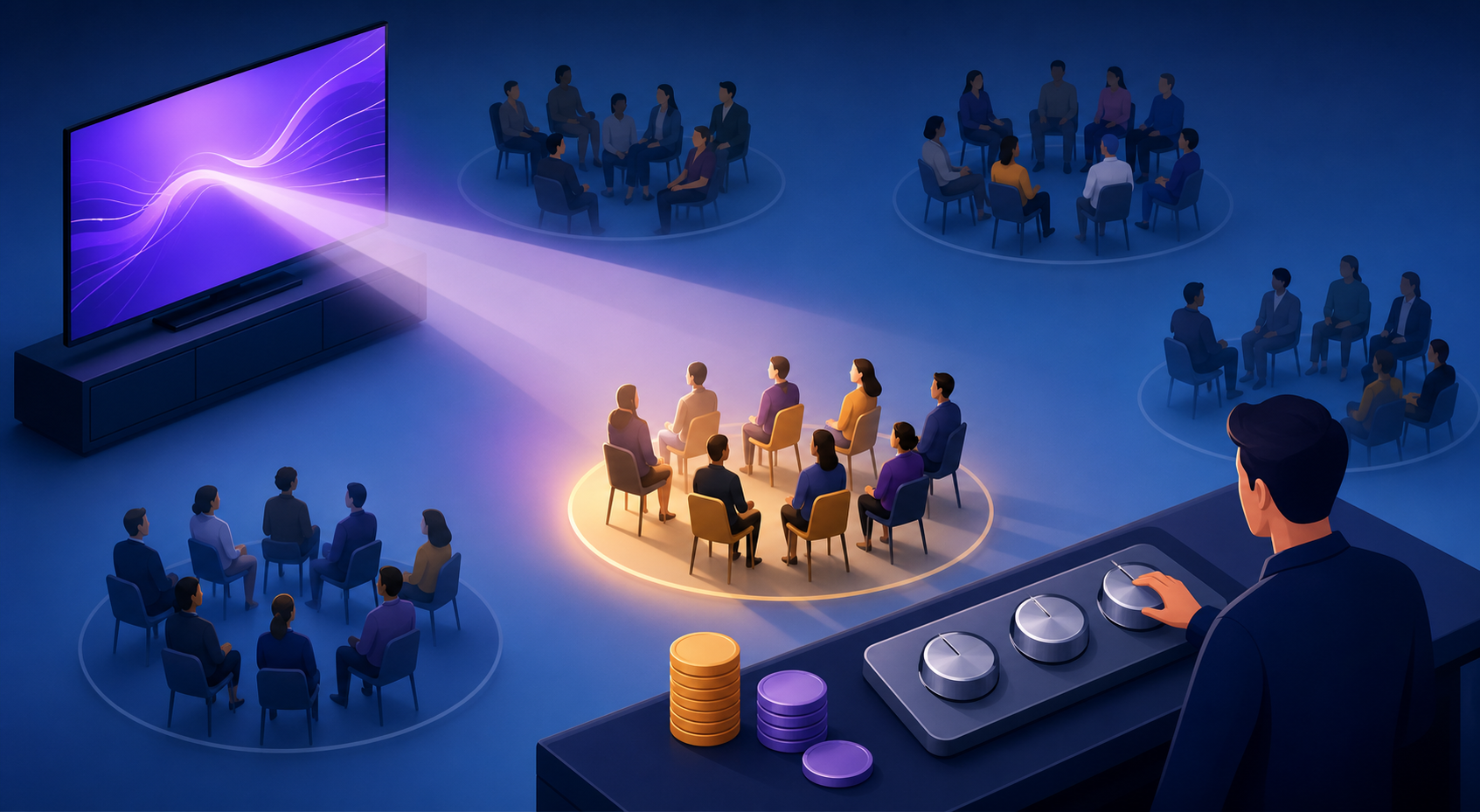 A media planner runs a small connected TV audience test by selecting one professional audience cluster for comparison.