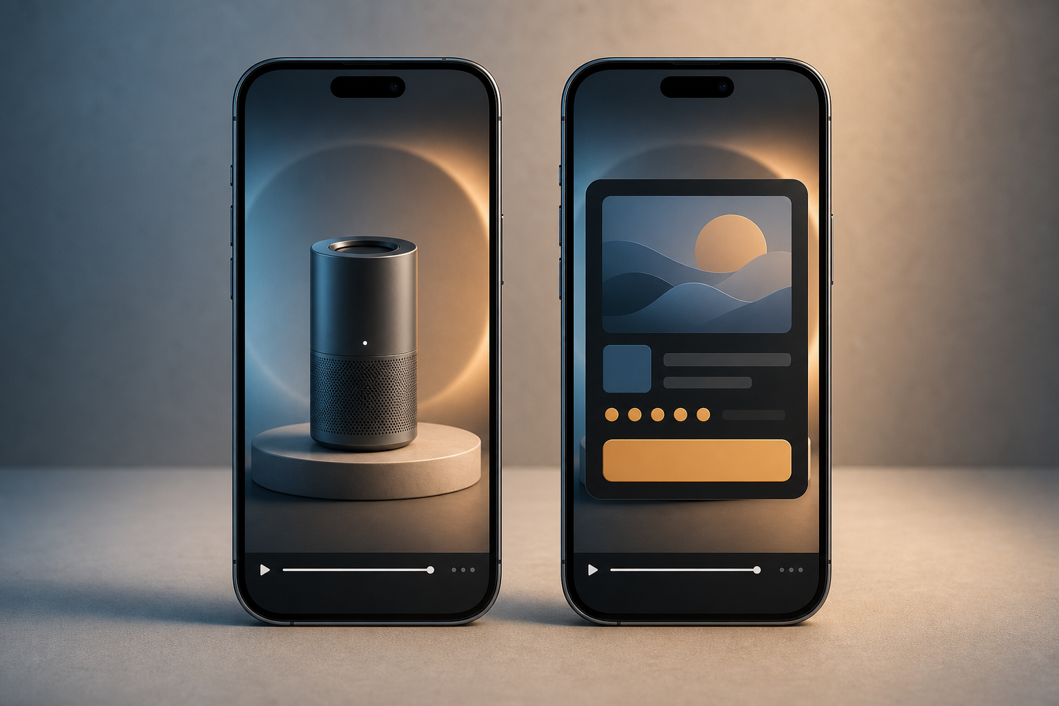 Two smartphones compare a video's edited final frame with a separate conversion card displayed after playback.