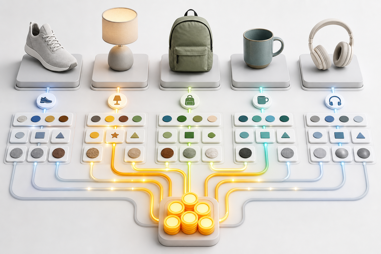 Generic products with organized visual attributes receive more advertising tokens than incomplete or mismatched product listings.