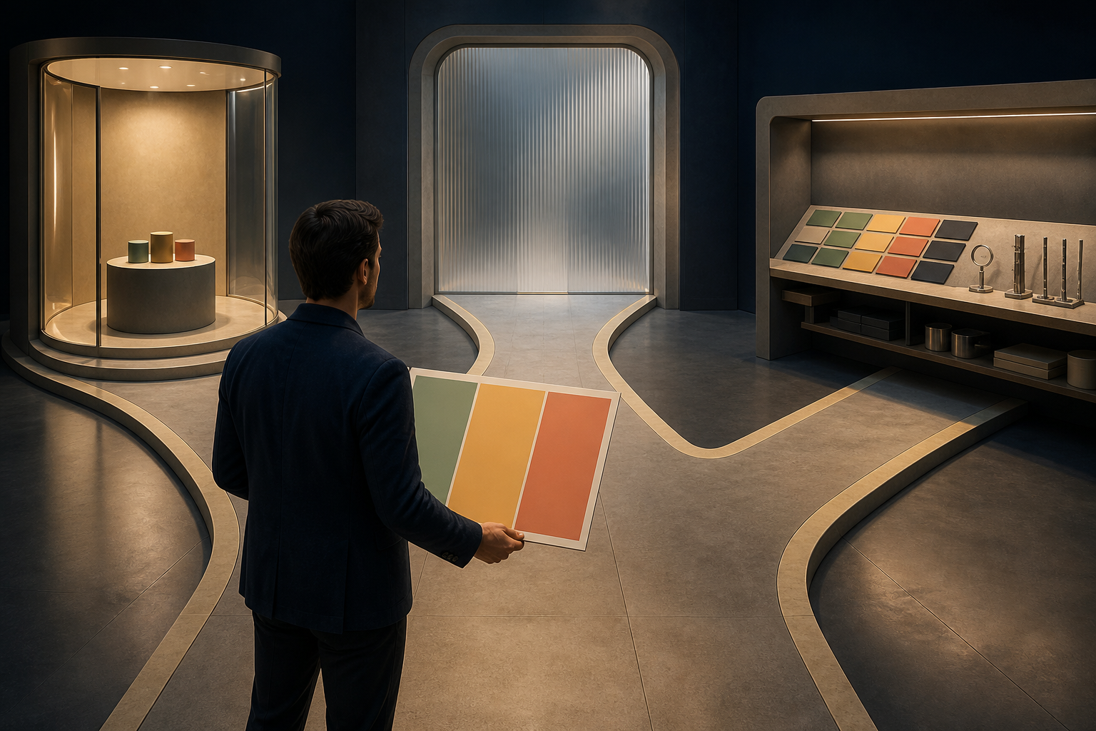 A marketer considers three paths leading to a small ad test, a preparation workspace, and a closed access gate.