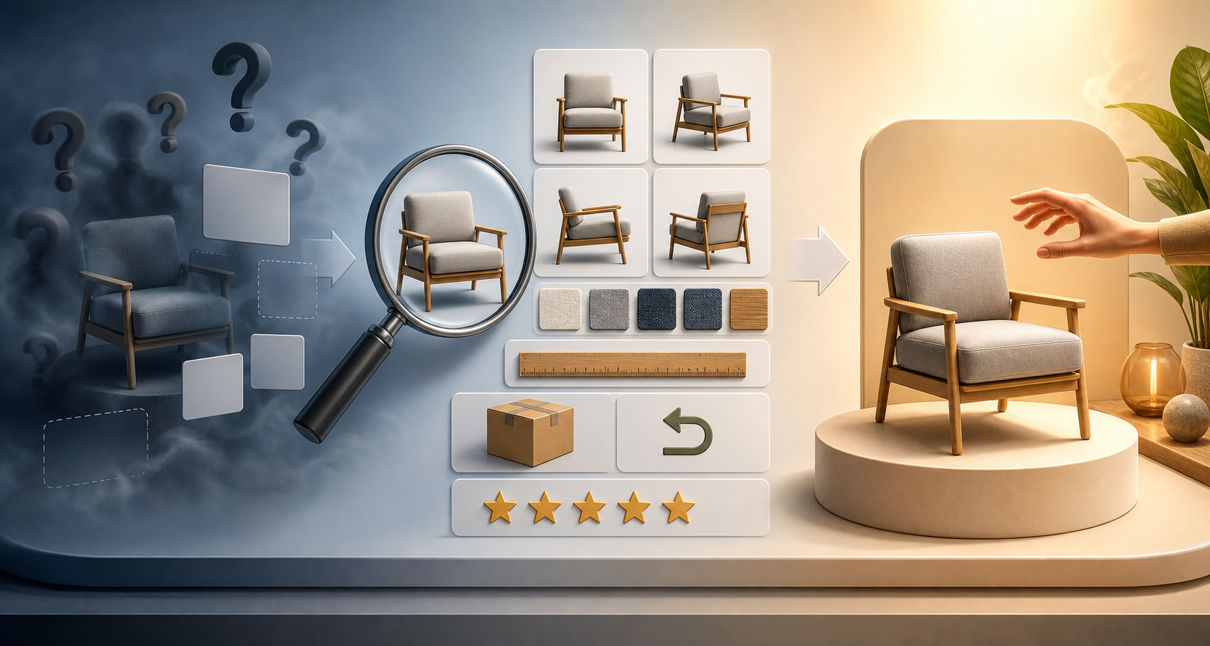 An unbranded customer parcel and coins are connected through transparent chambers that reduce the available amount toward the advertising end.