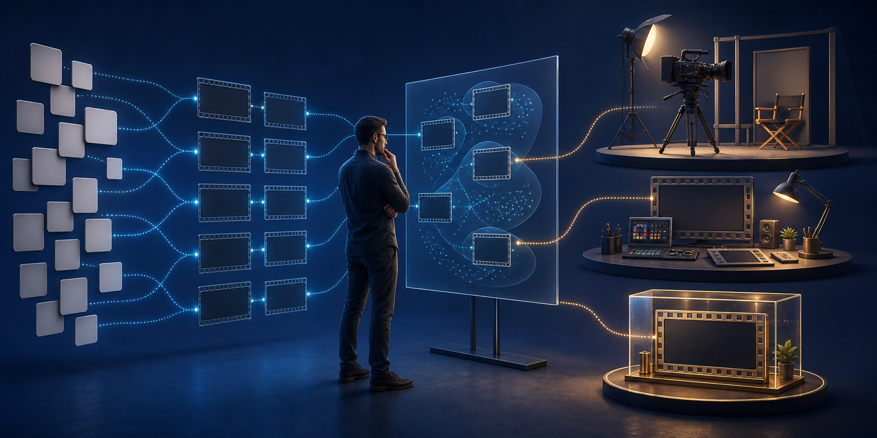 An analyst reviews recurring connections to video cards and sorts selected videos into production, refresh, and protection work areas.