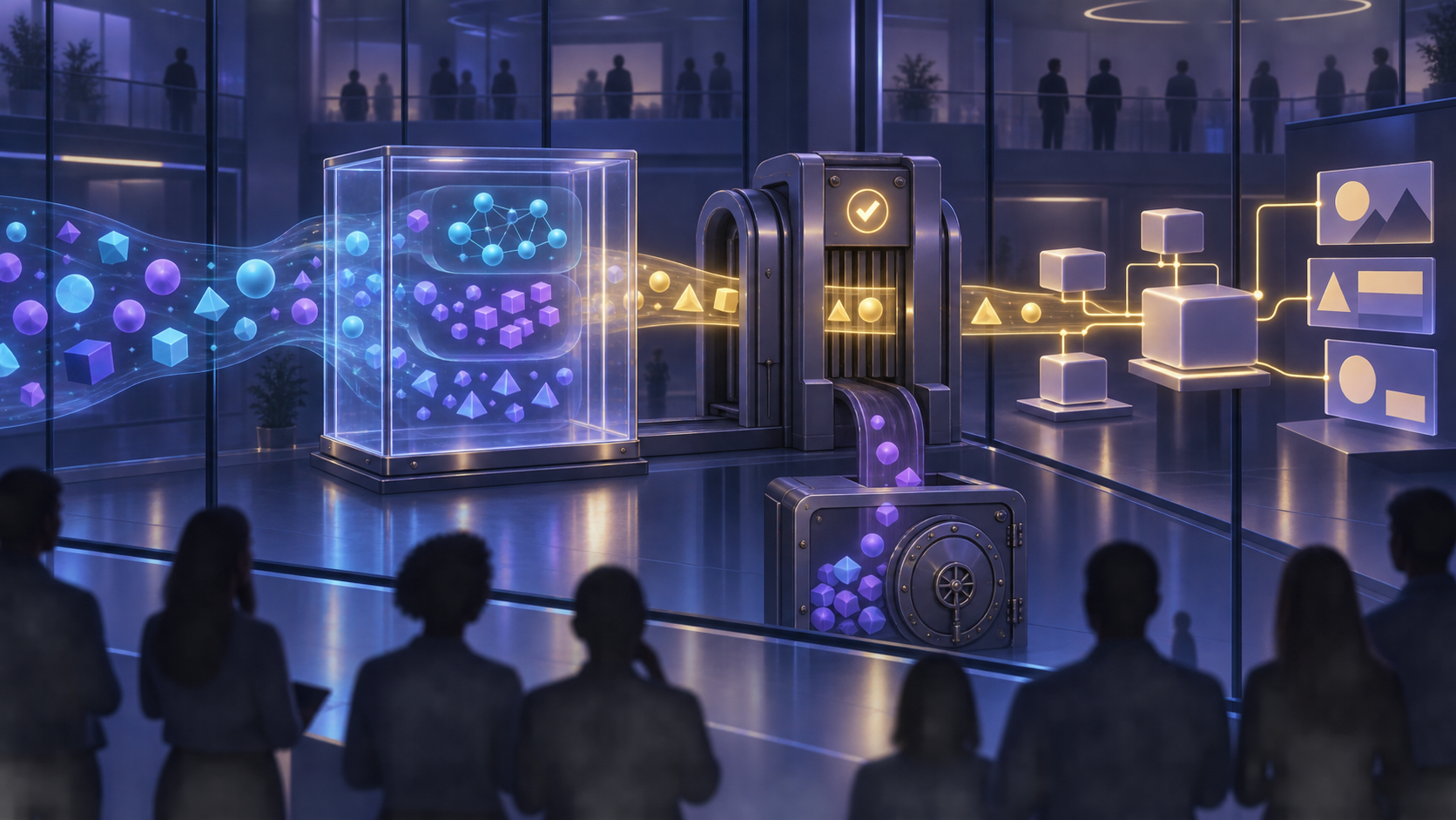 Abstract customer-data tokens pass through separate usefulness and permission gates before entering a campaign system.